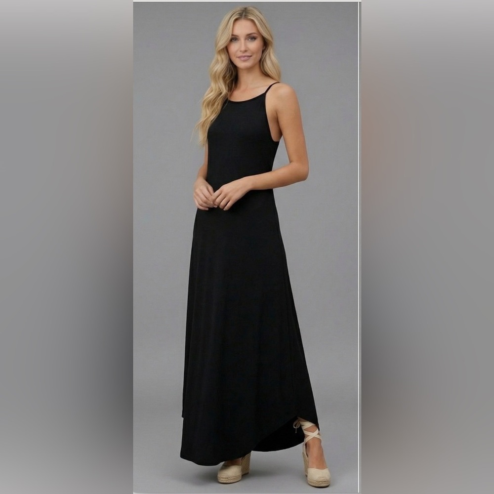 Black Curved Hem Cami Dress - Picture 3 of 8